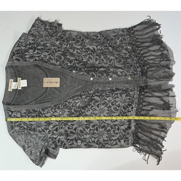 NWT A Touch Of Style - Women Sz XL - 2 Peice Set Grey Tank Top & Grey Lace Top - Picture 7 of 16
